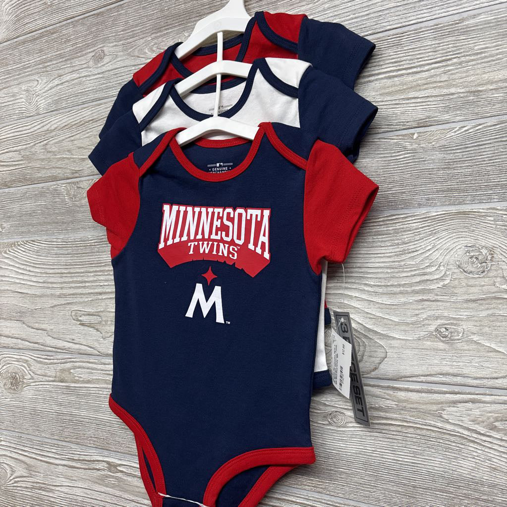 NEW 3 Pk Bodysuit Minnesota Twins 18M
