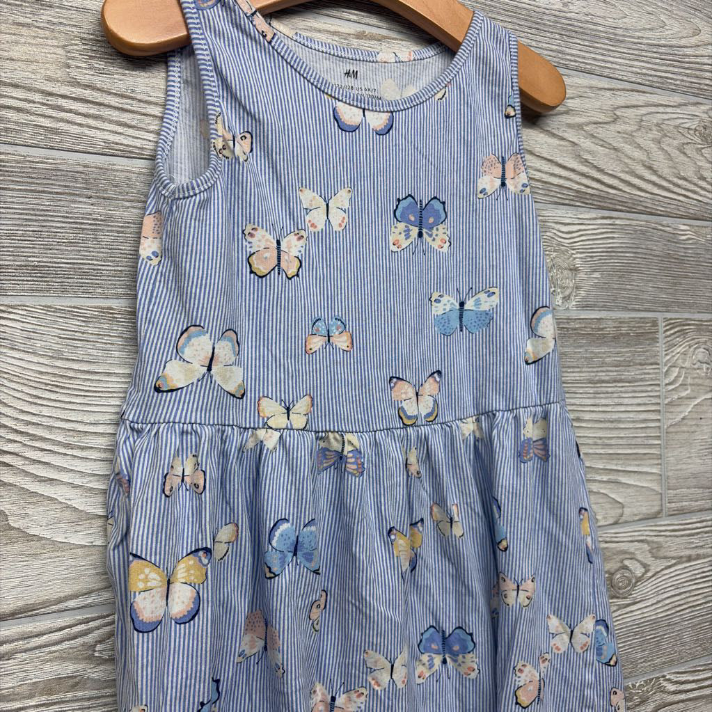 Tank Dress Stripes Butterflies 6X-7