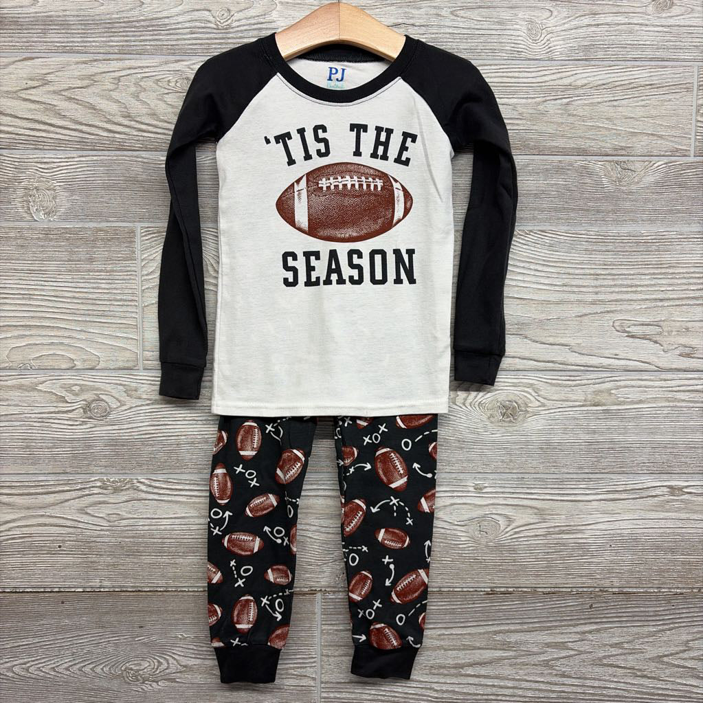 2 Pc LS PJs Tis The Season Footballs 4T