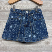 High Rise Denim Skort Paisley Flowers 7