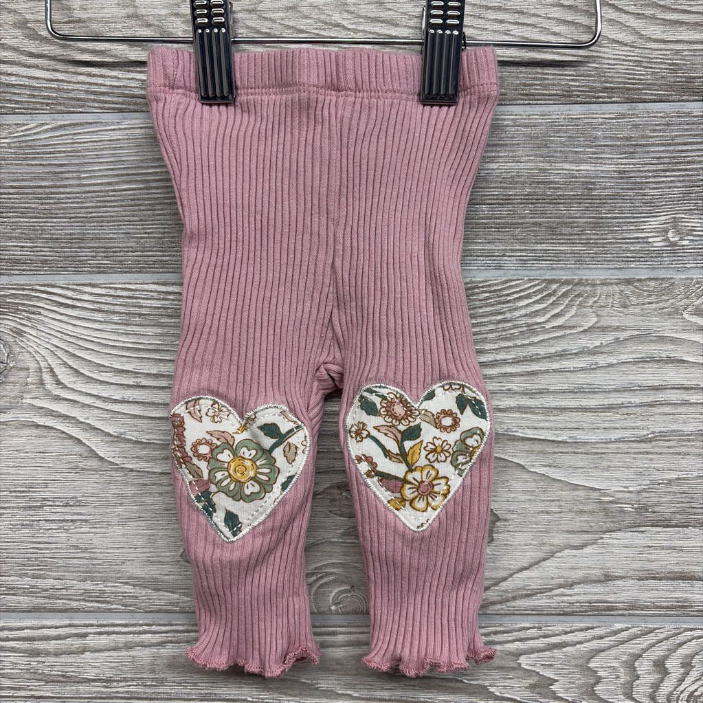 Organic LS Shirt Flowers & Ribbed Leggings 0-3M