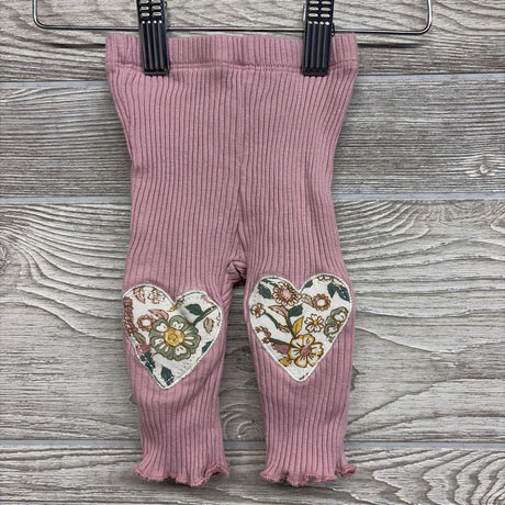 Organic LS Shirt Flowers & Ribbed Leggings 0-3M