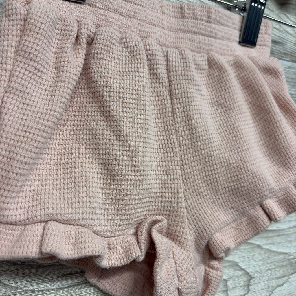 Waffle Knit Shorts Ruffle Trim 3-6M