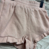 Waffle Knit Shorts Ruffle Trim 3-6M