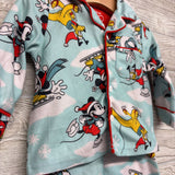 2 Pc LS Button Up PJs Mickey Pluto Sledding 12M