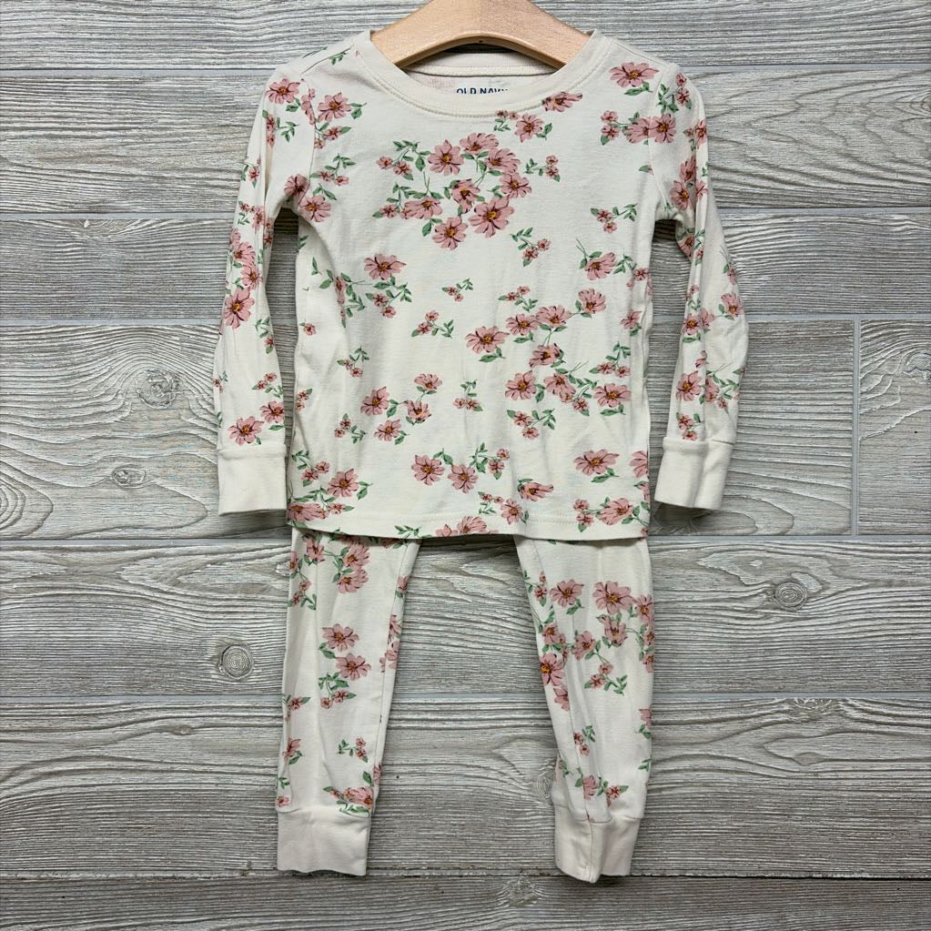2 Pc LS PJs Flowers 3T
