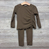 LS Ribbed Cinched Shirt & Leggings Lettuce Trim 3T