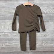LS Ribbed Cinched Shirt & Leggings Lettuce Trim 3T