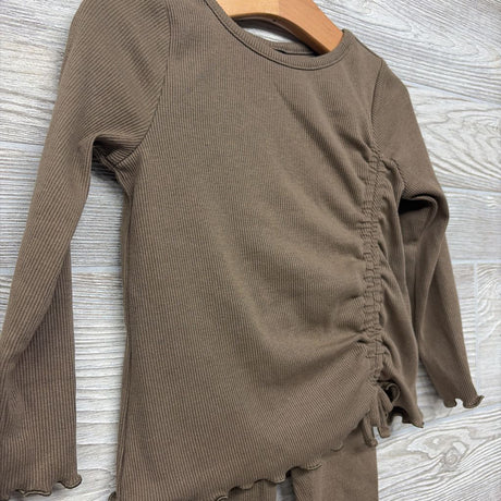 LS Ribbed Cinched Shirt & Leggings Lettuce Trim 3T