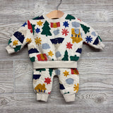 Quilted Crewneck & Harem Pants Mountains Houses 0-3M