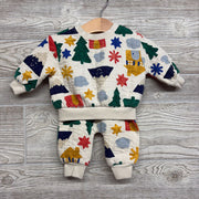 Quilted Crewneck & Harem Pants Mountains Houses 0-3M