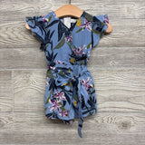 Flutter Sleeve Romper Flowers W/ Belt 9-12M