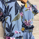 Flutter Sleeve Romper Flowers W/ Belt 9-12M