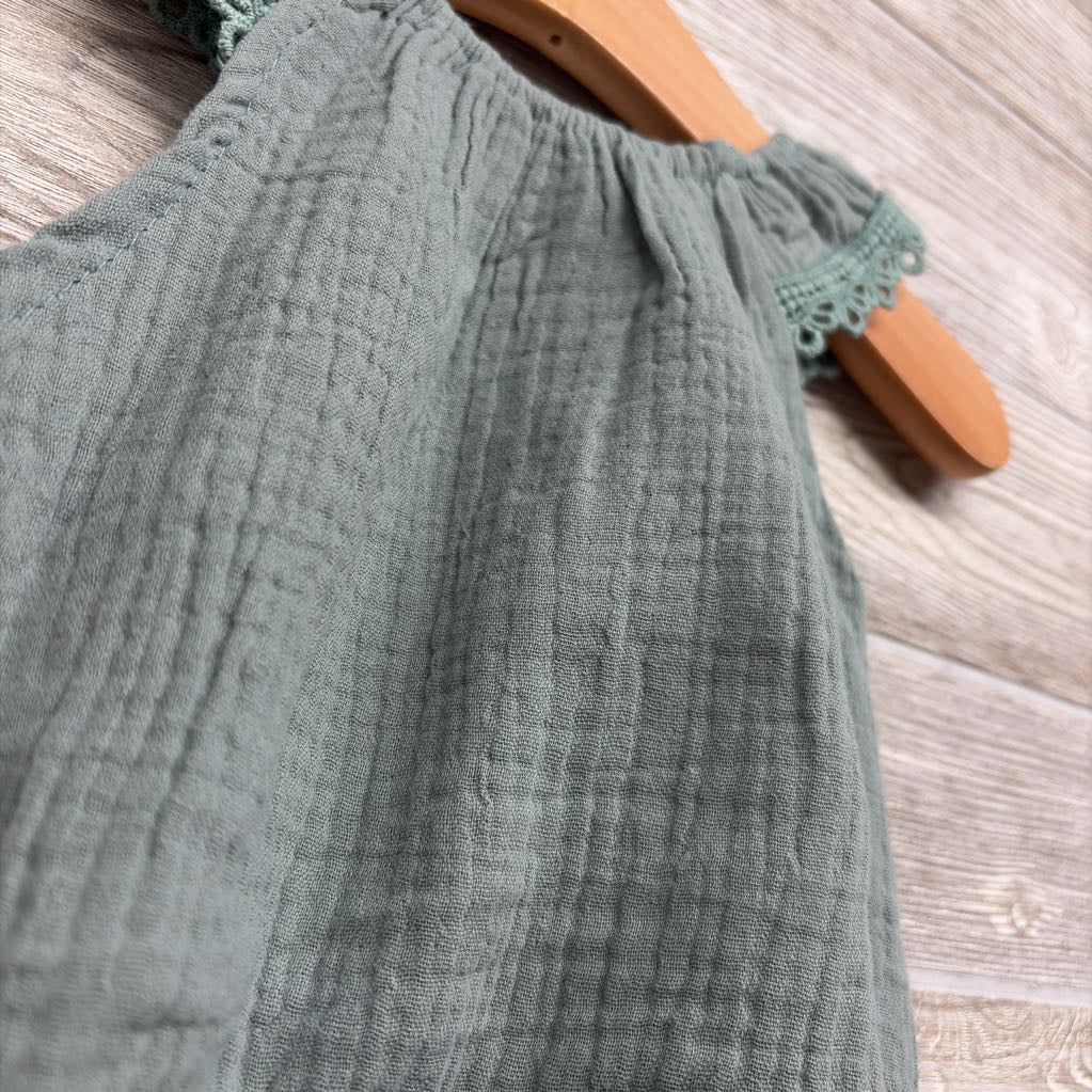 NEW Gauze Flutter Sleeve Romper Ruffle Trim 18-24M