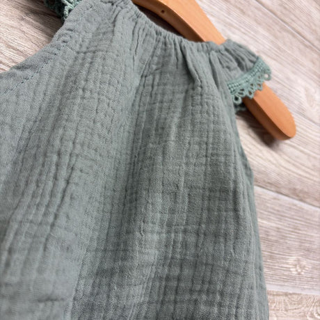 NEW Gauze Flutter Sleeve Romper Ruffle Trim 18-24M