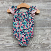 Flutter Sleeve Swimsuit Flowers Stripes 12-18M