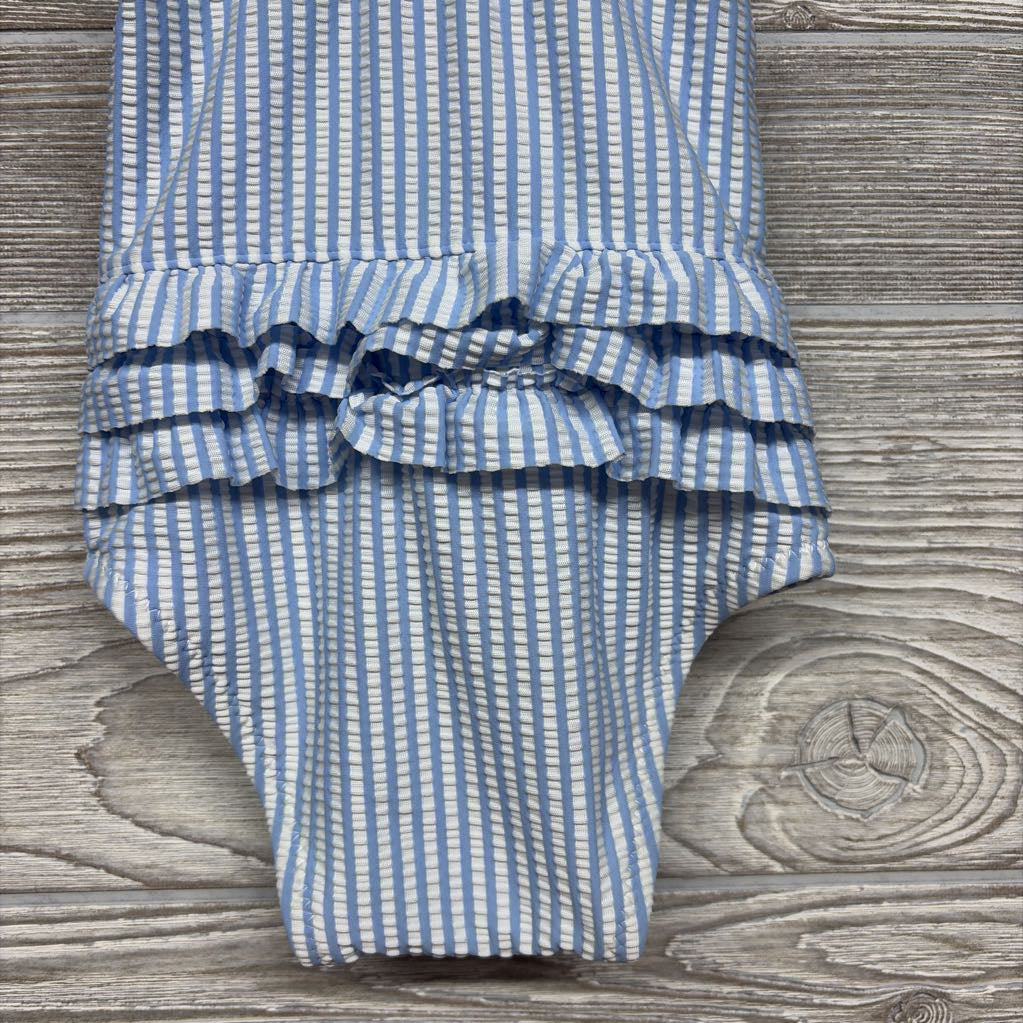 Seersucker Swimsuit Stripes Ruffle Butt 6-12M