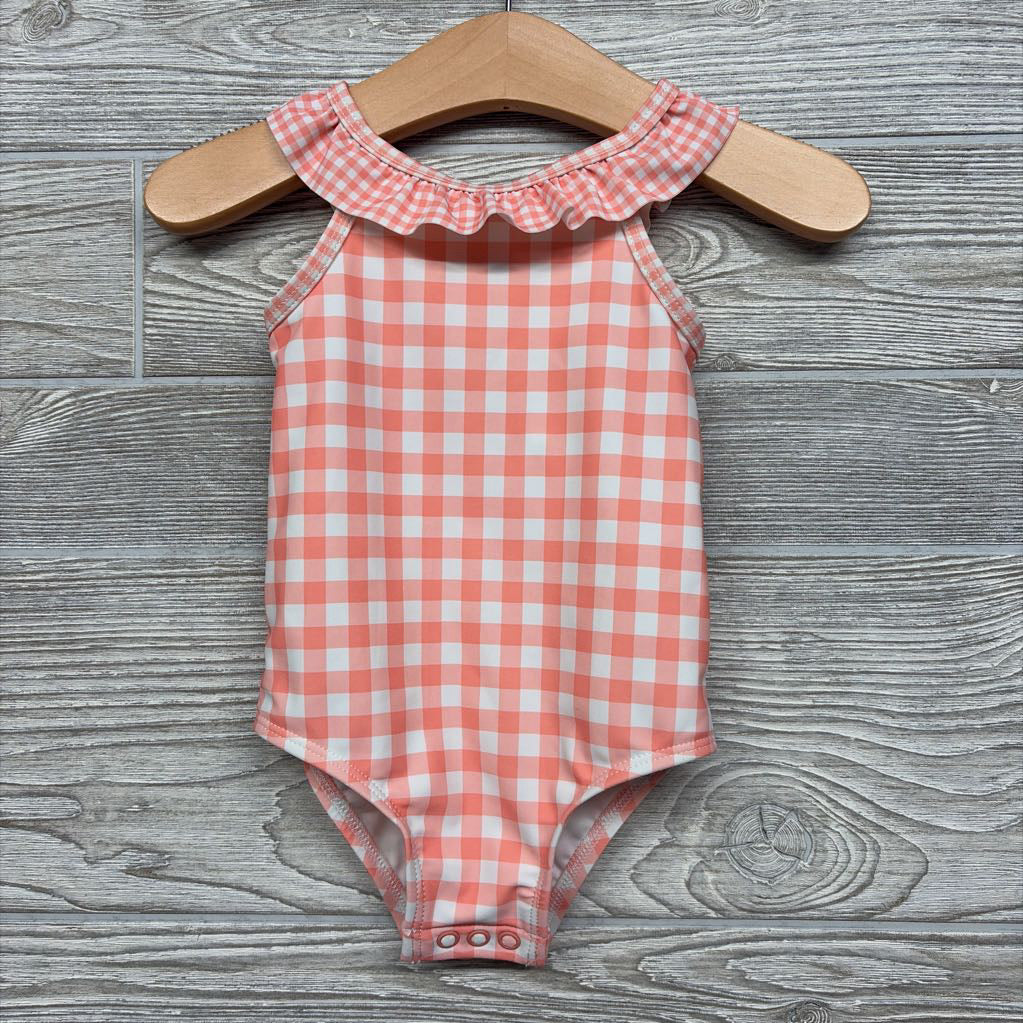 Gingham Ruffle Swimsuit 12M