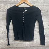 LS Ribbed Henley Shirt Lettuce Trim 10-12