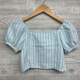 Cropped Puff Sleeve Shirt Stripes