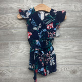 NEW Flutter Sleeve Romper Flowers W/ Belt 9-12M