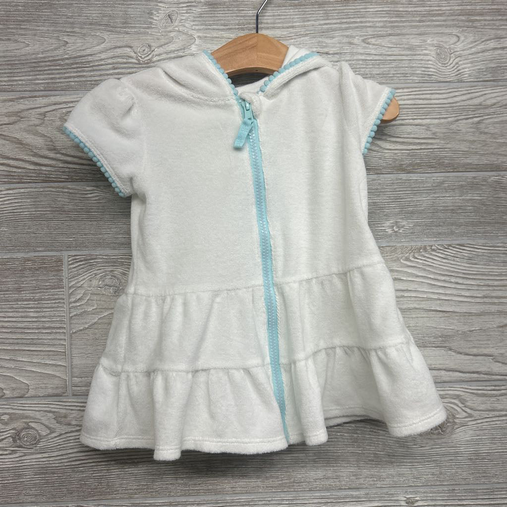 Terry Swim Cover Up W/ Hood Pom Trim 18M