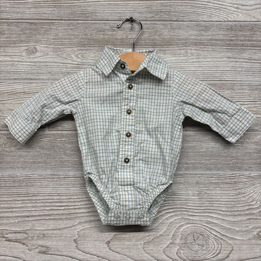 LS Plaid Button Up Bodysuit NB