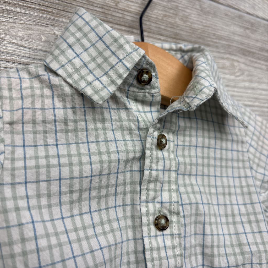 LS Plaid Button Up Bodysuit NB
