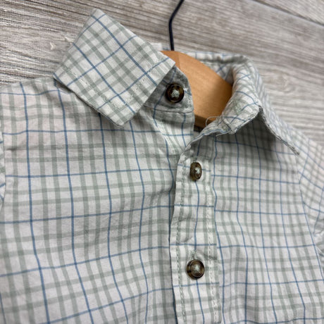 LS Plaid Button Up Bodysuit NB