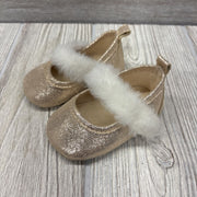 Glitter Faux Fur Strap Soft Sole Shoes 4c