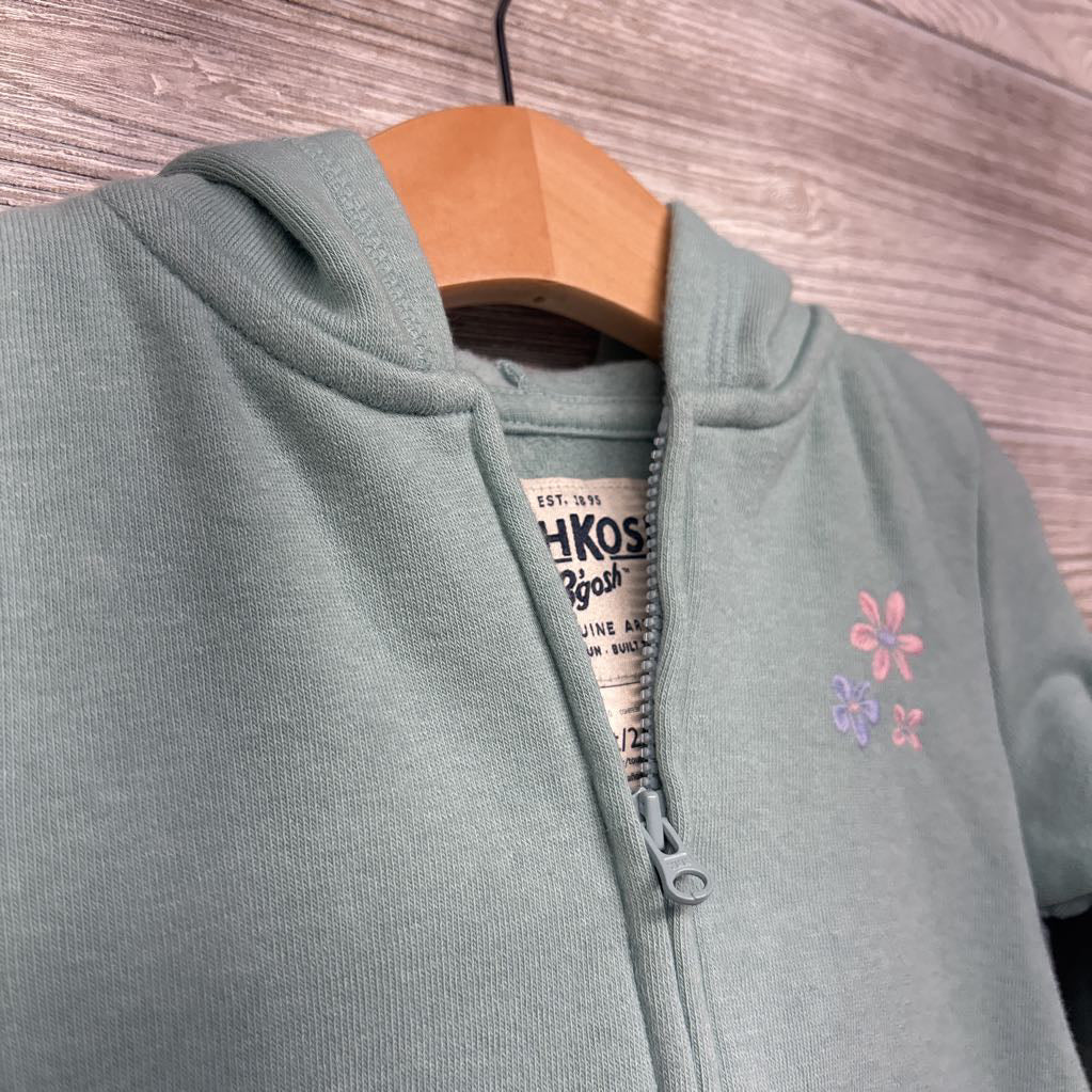 Full Zip Hoodie Embroidered Flowers 2T