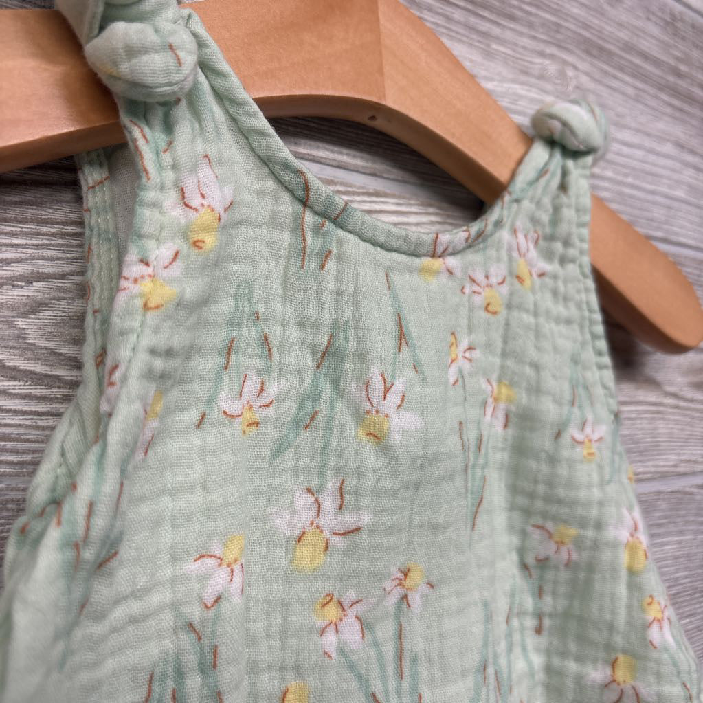 Muslin Bow Strap Tank Romper Flowers 3-6M