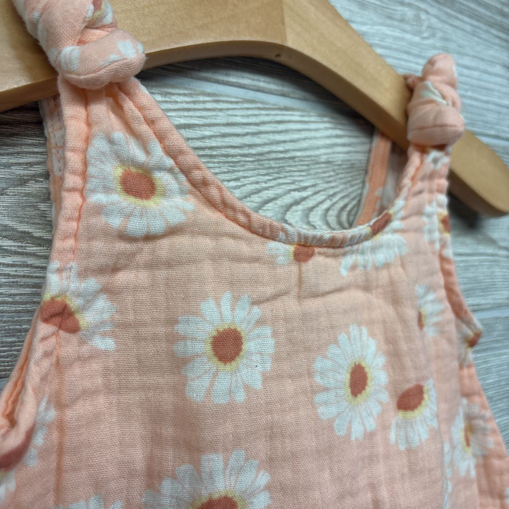 Muslin Bow Strap Tank Romper Flowers 12M
