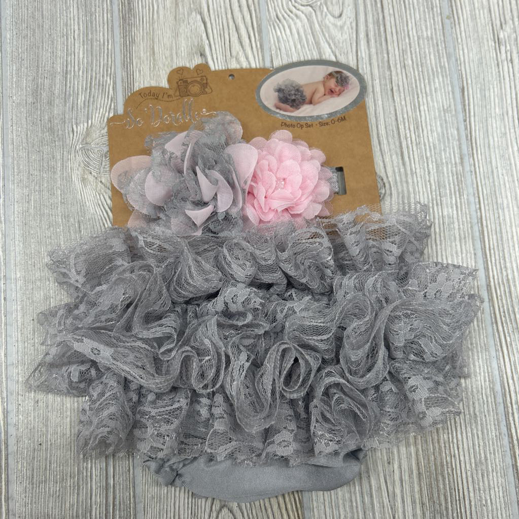NEW Photo Prop Ruffle Diaper Cover, Headband Set