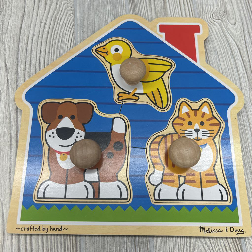 Wooden Jumbo Knob Puzzle House Pets
