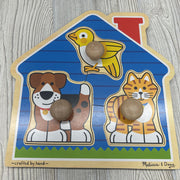 Wooden Jumbo Knob Puzzle House Pets