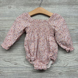 LS Smocked Romper Flowers 6-9M