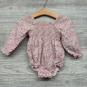 LS Smocked Romper Flowers 6-9M