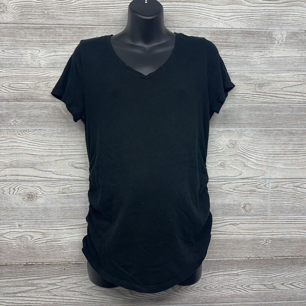 Rouched V Neck Shirt Solid Large