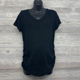 Rouched V Neck Shirt Solid Large