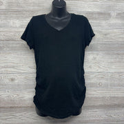 Rouched V Neck Shirt Solid Large