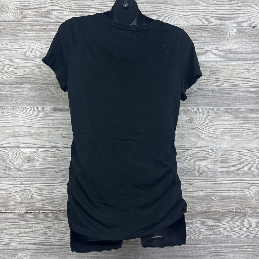 Rouched V Neck Shirt Solid Large