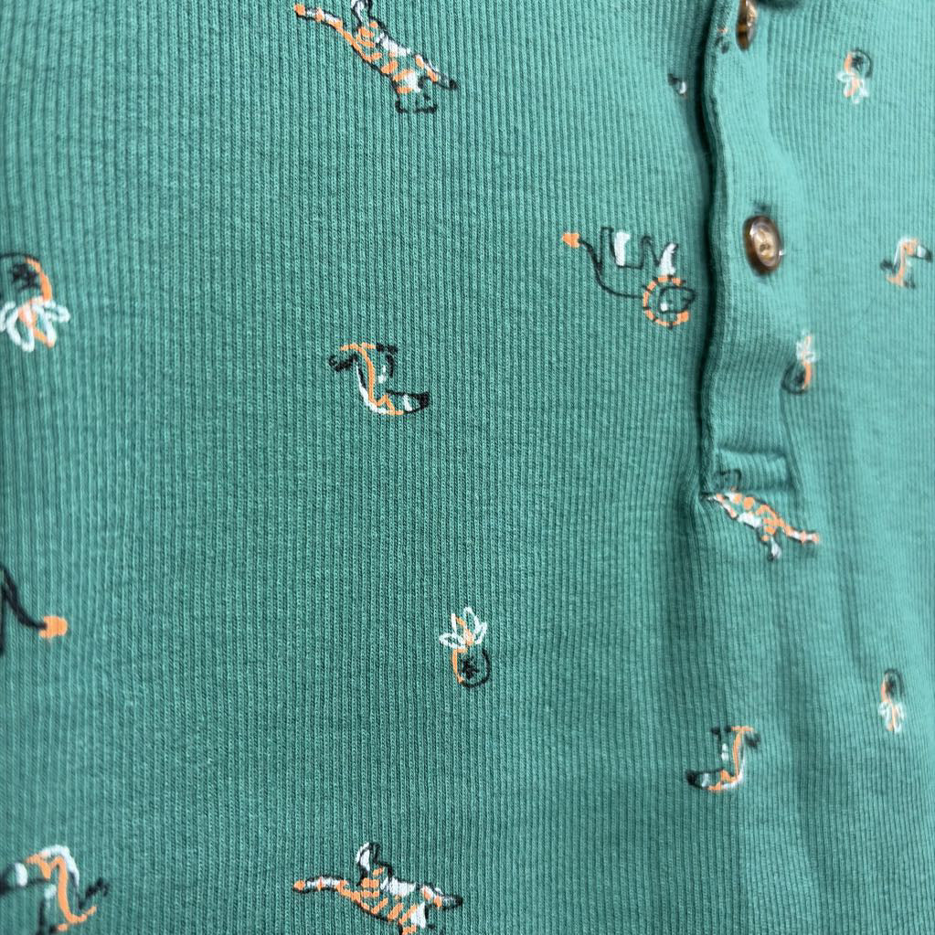 Ribbed Henley Shirt Animals 5t