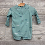 1/4 Zip LS Swimsuit Sharks 6-12M