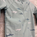 1/4 Zip LS Swimsuit Sharks 6-12M