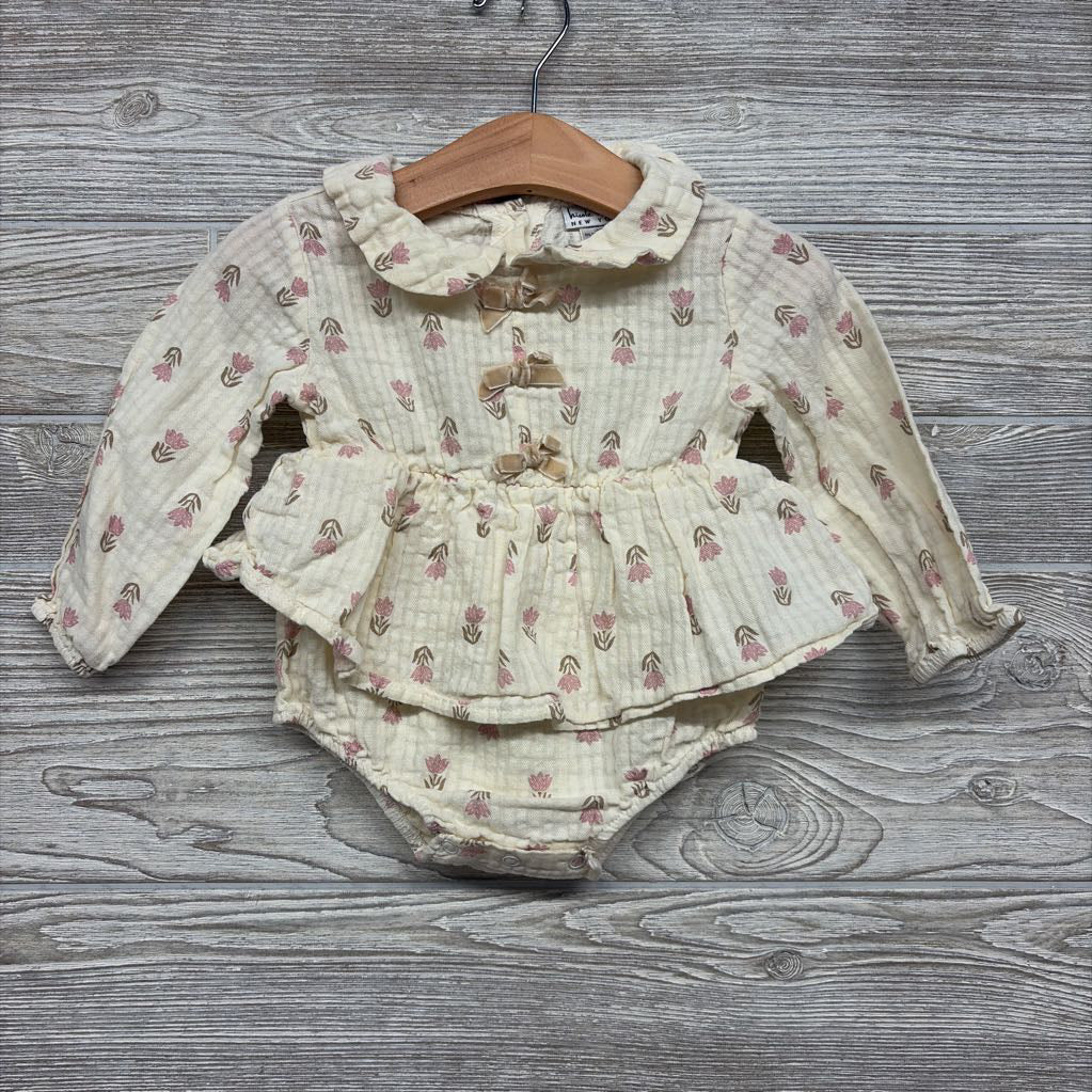 Muslin LS Bodysuit Flowers 18M