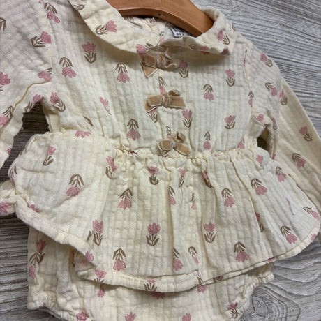 Muslin LS Bodysuit Flowers 18M