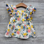 Muslin Ruffle Strap Dress Flowers & Tassles 3-6M