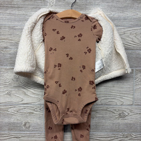 Animal Print Bodysuit, Pants & Fleece Vest 12M