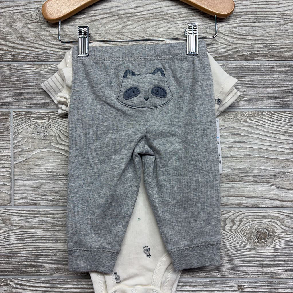 NEW Bodysuit Racoons, Stripes & Pants 6M